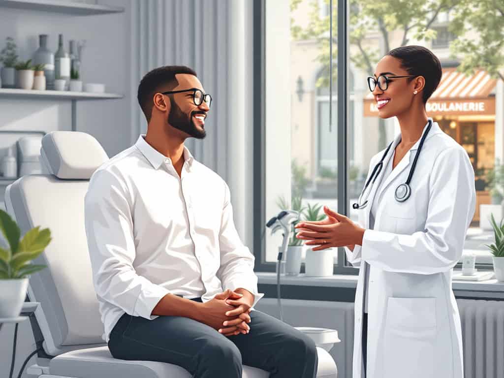 A patient consults with a dermatologist at an international clinic for safe and affordable mole removal abroad.